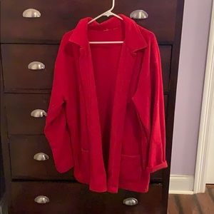 Red sweater jacket with buttons